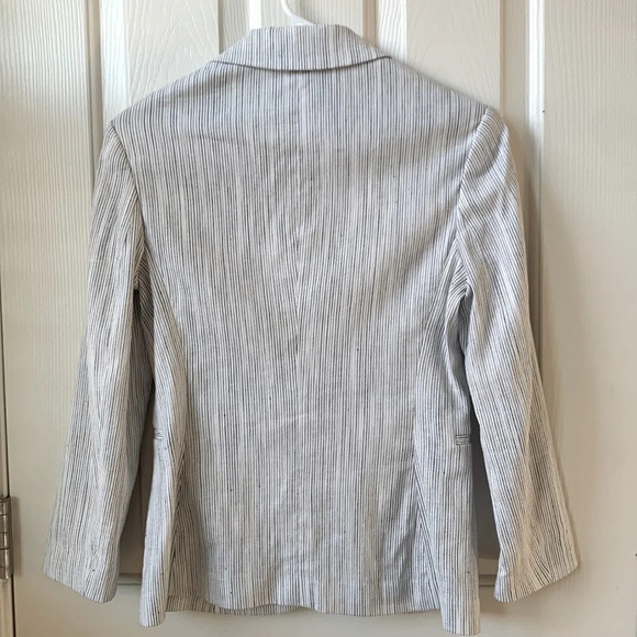Theory Double Breasted Linworth Ikat Tierra Linen Blazer Coat Beige Gray Size 2 - Picture 8 of 9